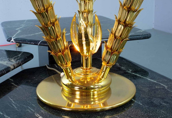 Image 1 of Italian Golden Palm Tree Floor Lamp with Three Sparkling Branches