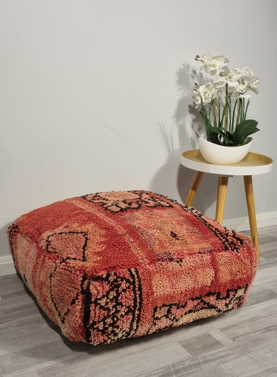 Image 1 of Pink Peach Berber Pouf, Moroccan Pouf