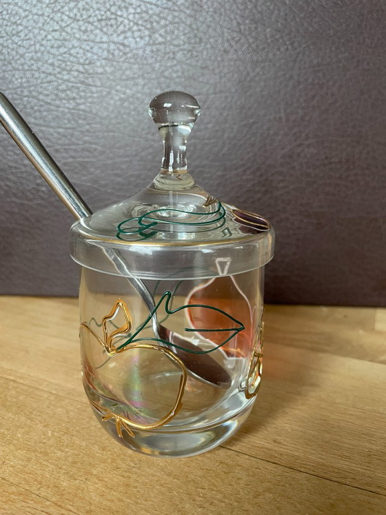 Echtes Glas + Deckel Paul Nagel Tiffany-Stil Glasdesign Konfitüre – Geschirr (photo 5 of 5)
