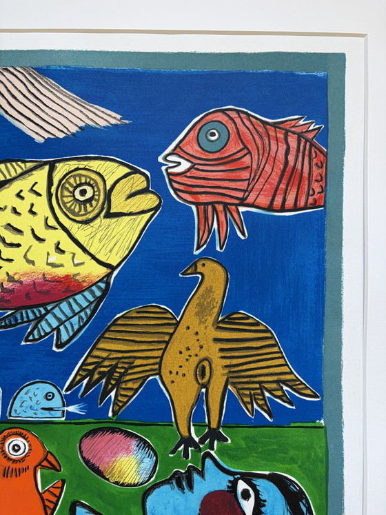 Image 1 of Corneille - Escena fantástica con peces, pájaros y una mujer
