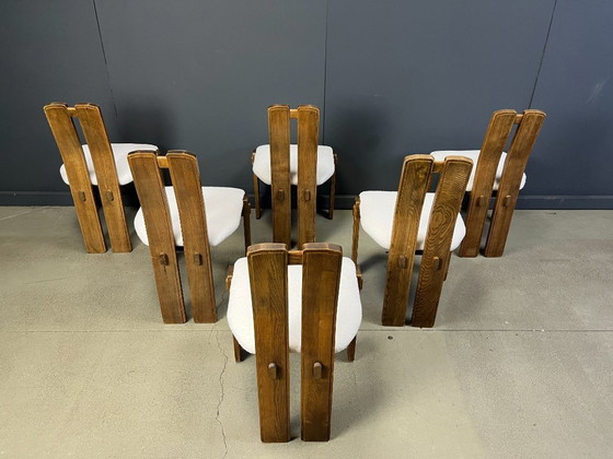 Image 1 of Set di 6 sedie da pranzo brutaliste, anni '60