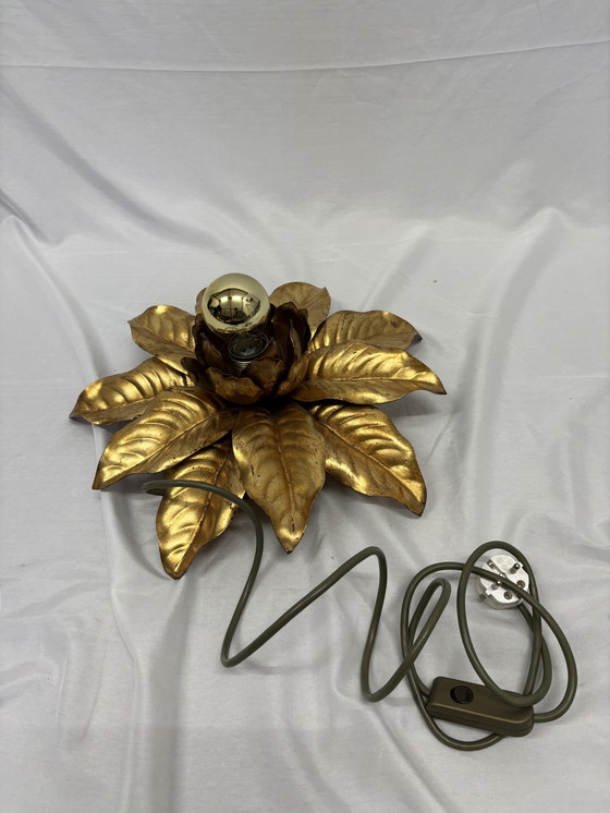 Image 1 of Applique murale vintage Hollywood Regency, fleur dorée
