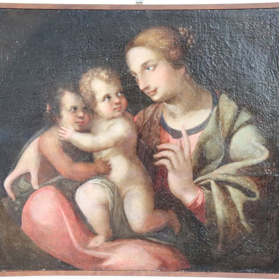 Image 1 of Pintura religiosa antigua al óleo sobre lienzo, Italia, siglo XVIII.