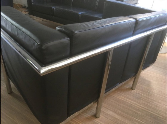 Image 1 of Ensemble de canapés en cuir vintage (fauteuil + canapé 2 places)