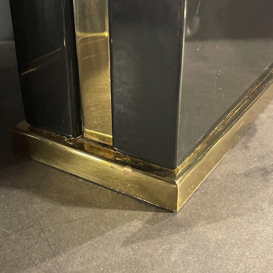 Hollywood Regency Lampen aus schwarzem Lack und Messing, 1970er Jahre, 2er Set – Tischlampen, Metal, Brass (photo 5 of 13)