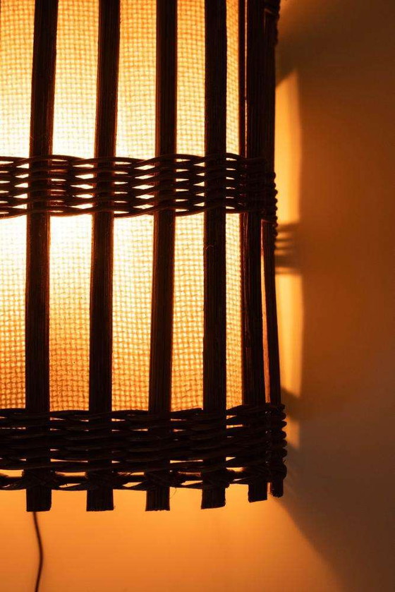 Image 1 of Japandi Wall lamp 70s boho wall scone rattan