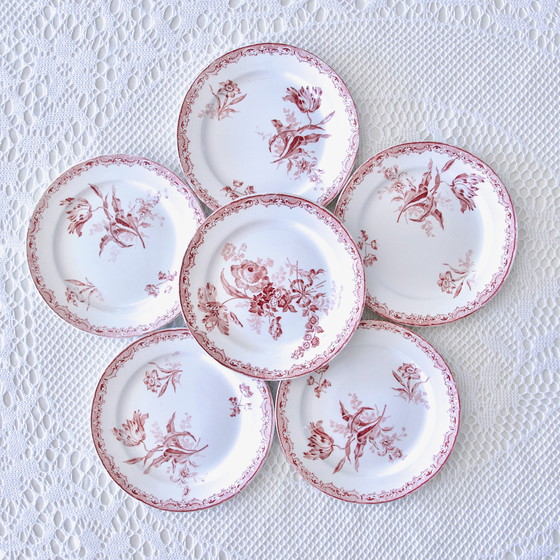 Image 1 of Assiettes Xixe Terre De Fer Rose, Sarreguemines Collection "Fontanges"