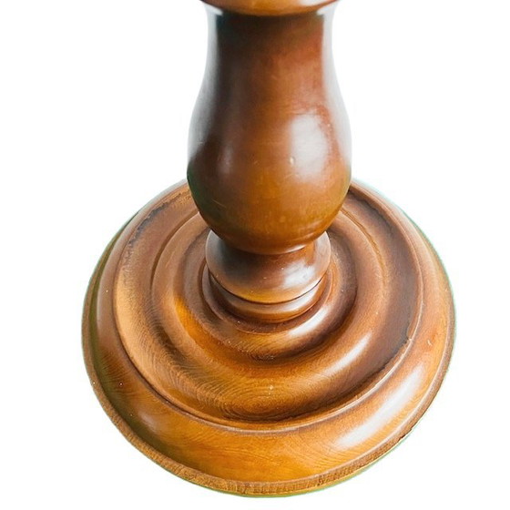 Image 1 of Vintage Mid-century French turned Barley Twist plant column solid wood plant stand 1960s