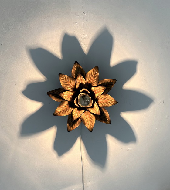 Image 1 of Vintage gilded floral wall lamp, Hans Kögl '60