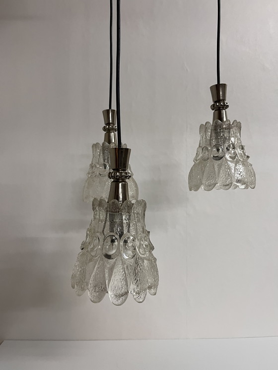 Image 1 of Lampada da sospensione vintage a cascata anni settanta bloemvorm kelk Lampada Chroom