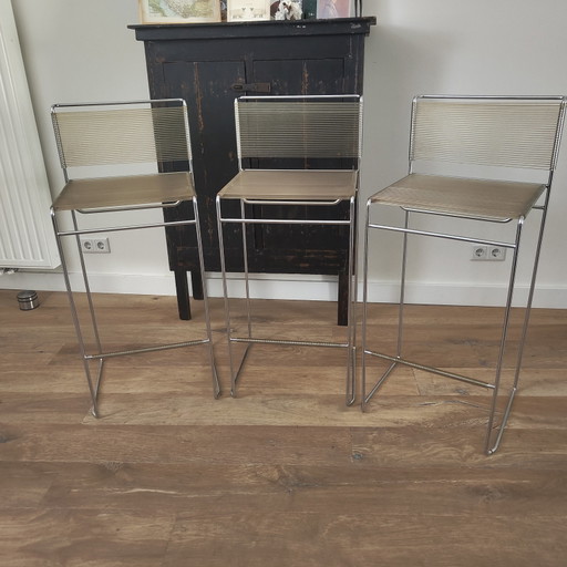 3 chaises de bar Spaghetti vintage par Giandomenico Belotti pour Alias, 1970