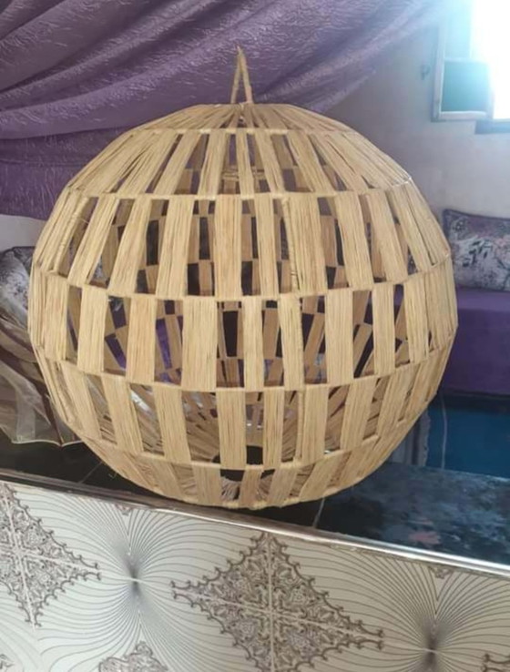 Image 1 of Lámpara colgante de rafia natural