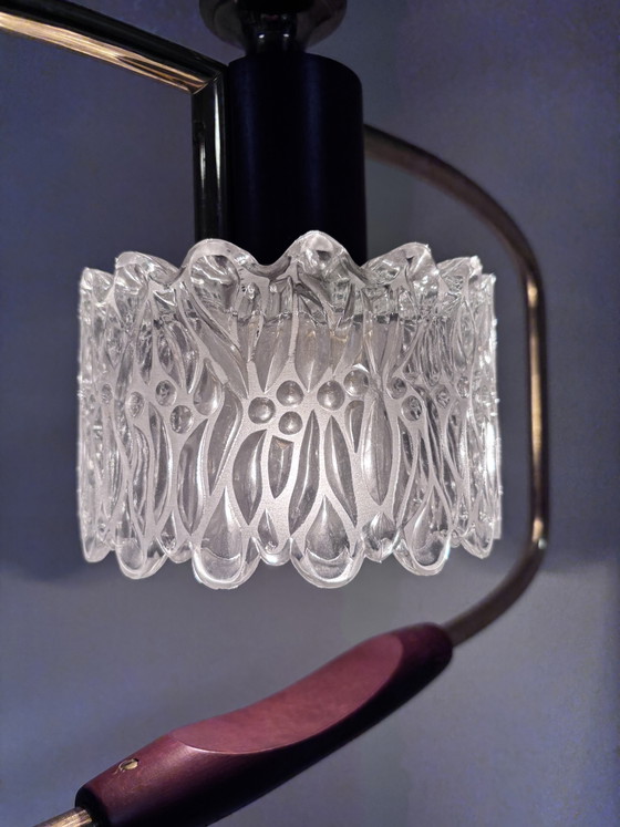 P Vintage Temde Hanglamp – Mid-Century Messing & Teak Hout – Jaren '60 – Hanglampen, Glass, Wood (photo 3 of 15)