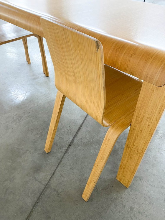 Image 1 of Bamboo Dining Set Table and Chairs by Henrik Tjaerby for Artek Studio, Set of 5