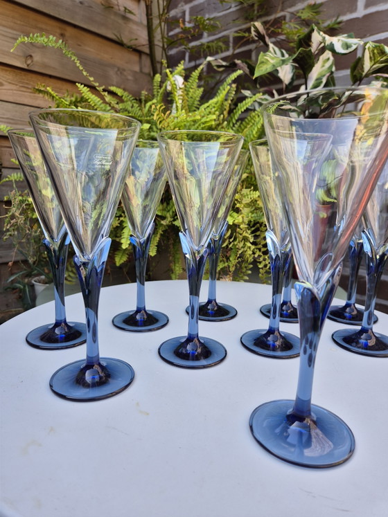 Set di 10 flûte da champagne vintage Luigi Bormioli Light & Music in cristallo con stelo blu, prodotte in (photo 5 of 14)