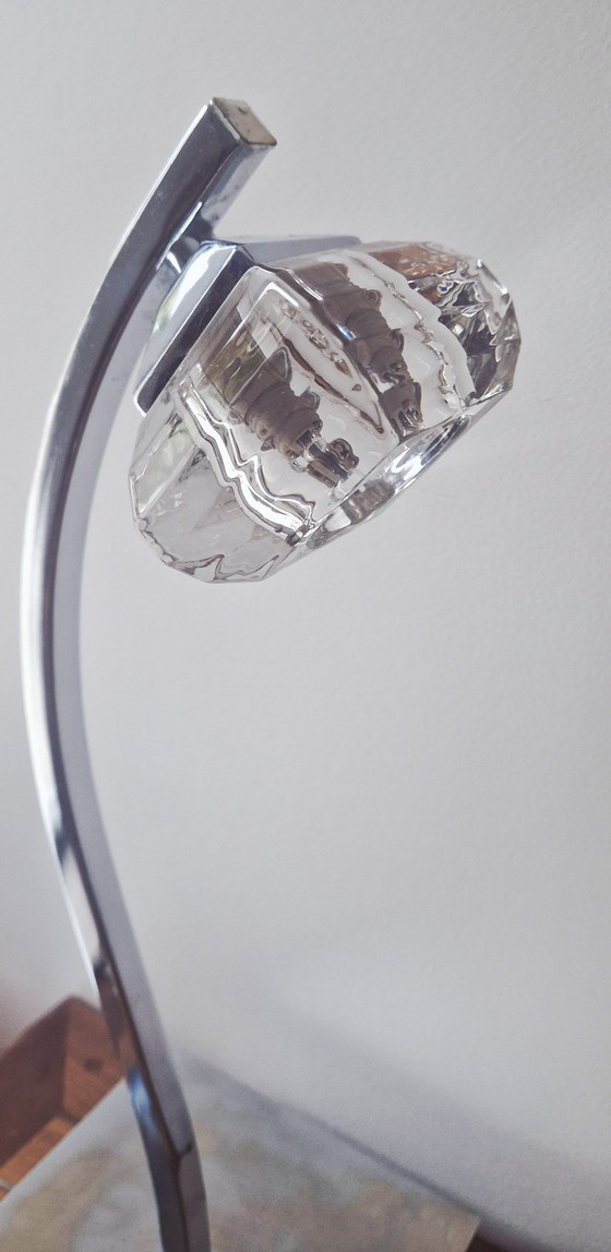 Image 1 of Moderne Designerlampe- Chrom und dickes Glas