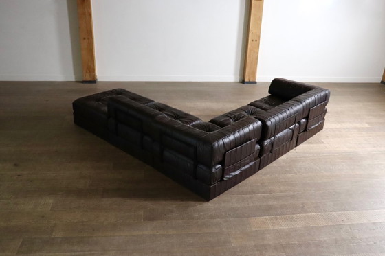 Image 1 of De Sede DS-88 Modular Sofa In Dark brown Patchwork Leather, Switzerland 1970s