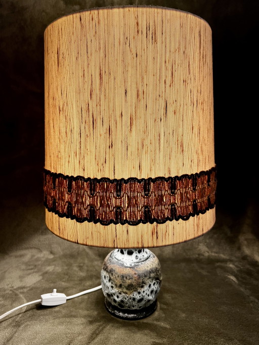 Vintage Mid-Century Keramische Tafellamp Hustadt Leuchten 70s Met Originele Kap (West-Germany) – tafellampen, Ceramic