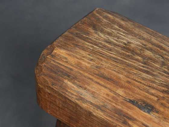 Robuster Primitiver Massivholz Hocker, Europa, 1970er Jahre (photo 6 of 8)
