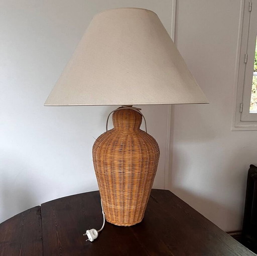 Vintage Lampe Aus Weidengeflecht