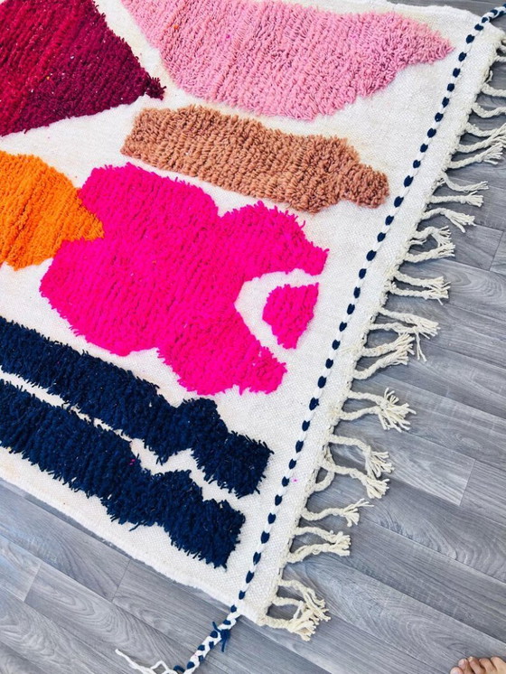 Image 1 of Handgemaakt Marokkaans wollen tapijt in kleur, 250 cm x 150 cm