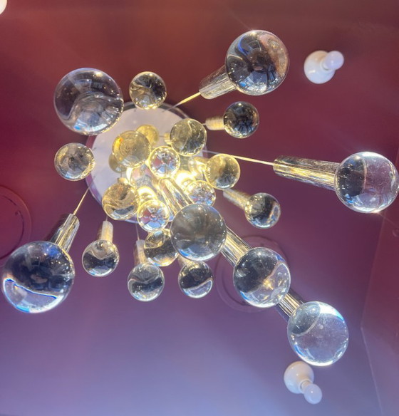 Image 1 of Chrome and glass chandelier by Gaetano Sciolari, Italy, 1960s