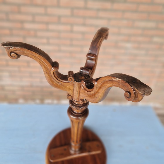 Image 1 of Antico tavolino laterale in legno, tavolo da piante, tavolo da vino, pilastro