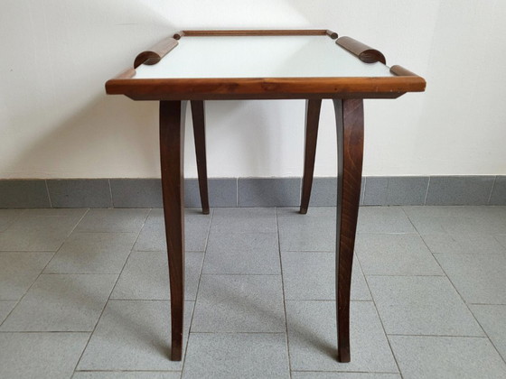 Image 1 of Vintage Art Deco Coffee Table/Side Table in Walnut, Oak & Glass with Mirror, 193040