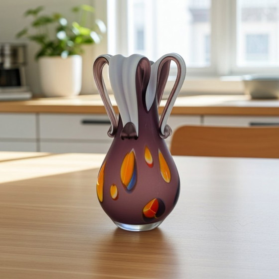Image 1 of Murano purple art sculptural vase