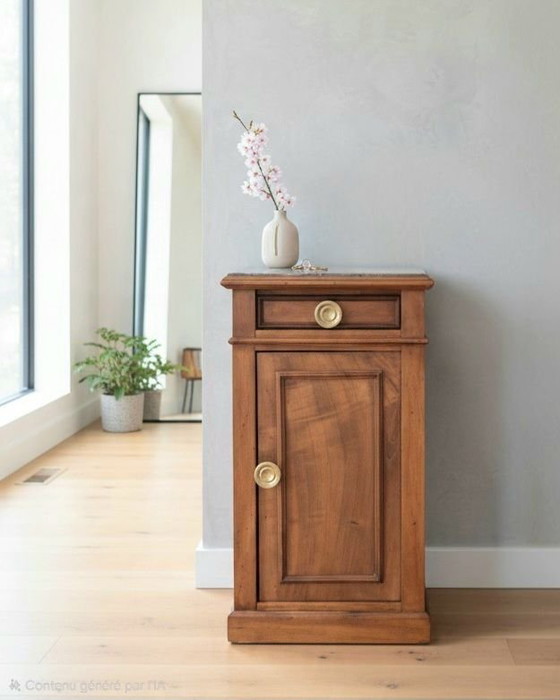 Comodino stile Luigi Filippo - Legno e marmo grigio, Epoca XIX secolo, Comodini, Marrone (foto 11 di 15)