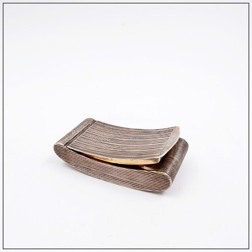 Silver vermeil ribbed pocket snuffbox - 19th century