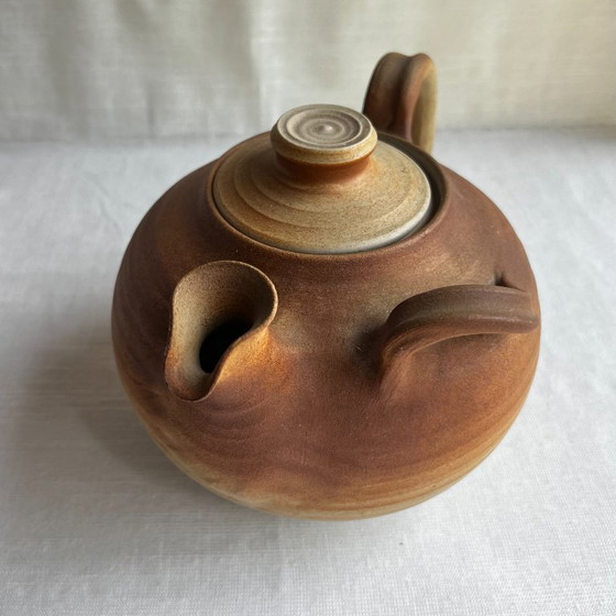 Image 1 of Deense steengoed theepot uit de jaren 70 van Karlslunde Keramik - Sculpturale Wabi Sabi