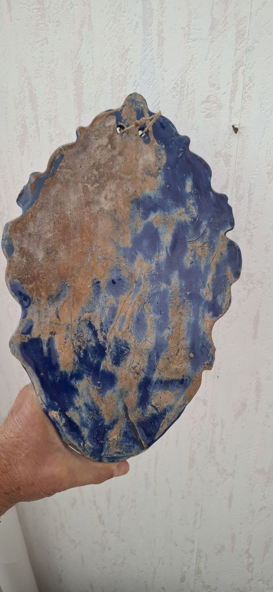 Antique holy water font or stoup., Wall decoration, Ceramic, Blue (photo 2 of 6)