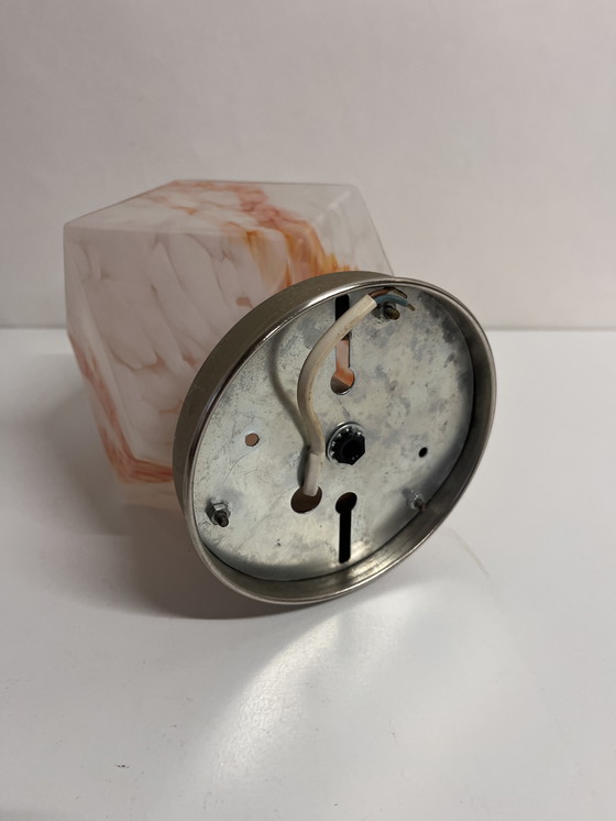 Image 1 of Plafoniera antica con vetro arancione rosso gemmato Art Déco