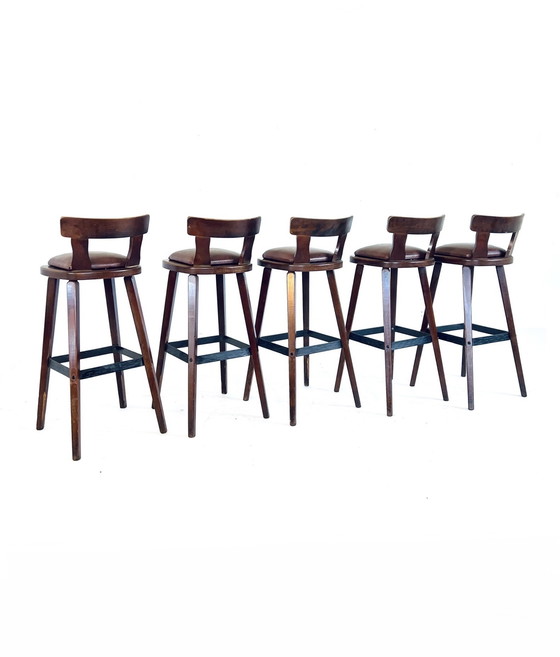 Image 1 of 5x Tabouret de bar brutaliste années 70