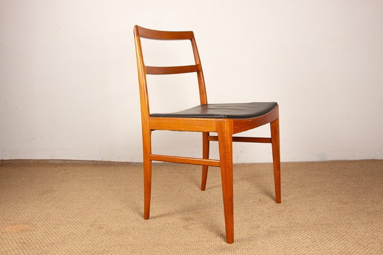 Image 1 of Set van 4 Deense stoelen van teakhout en leer, model 430, van Arne Vodder voor Sibast, 1960.
