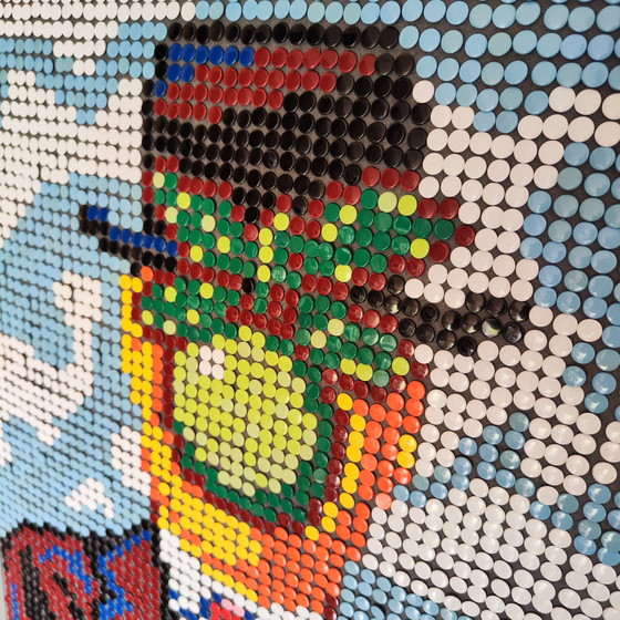 Image 1 of René Magritte / Pixel Art Mosaic Portrait / Upcycling Unikat