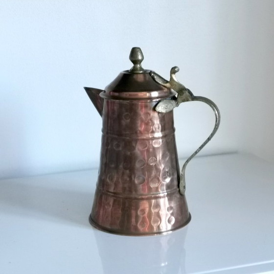 Image 1 of CAFFETTIERA ANTICA ARTIGIANALE IN RAME E OTTONE
