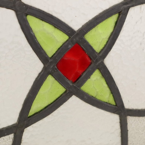 Art Deco Glasraam Glas in Lood Geometrisch 25x25cm – Decoratieve objecten (photo 8 of 11)
