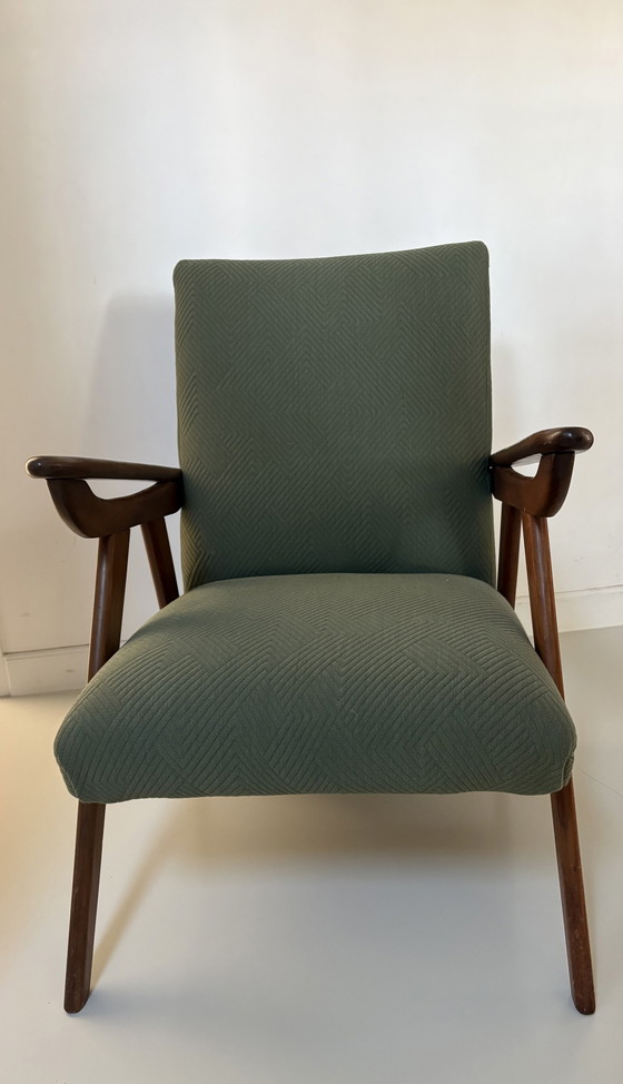 Image 1 of Poltrona vintage in teak rivisitata con il nuovo rivestimento Kvadrat Febrik