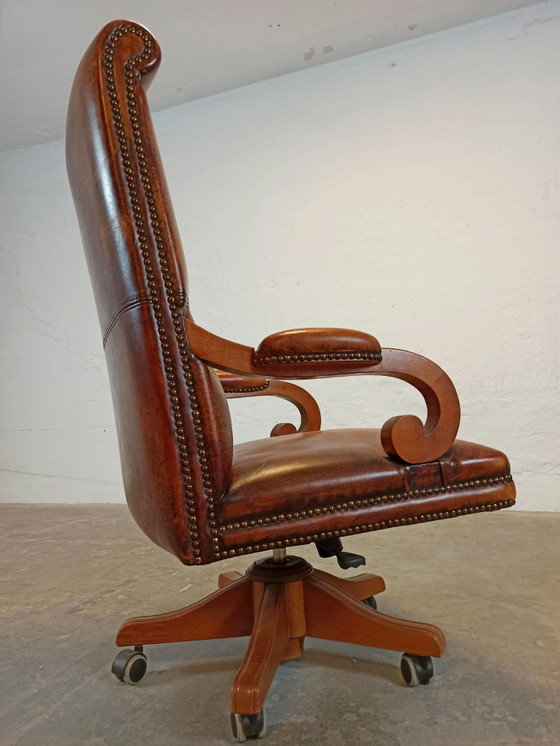 Fauteuil de capitaine pivotant en cuir – Bois (photo 8 of 15)