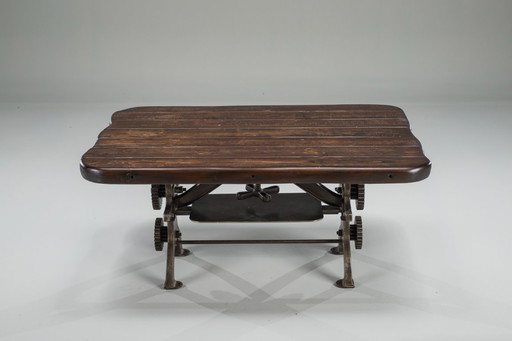 Vintage-Couchtisch im Industrie-Stil mit Zahnradmotiven, 1950er Jahre