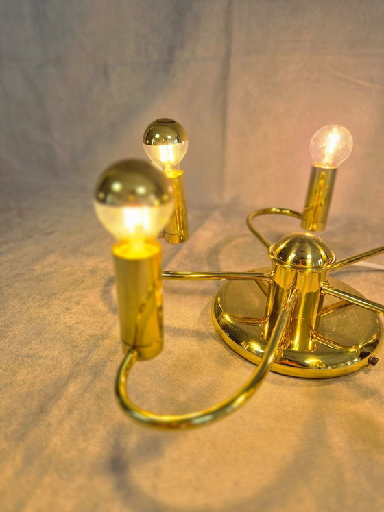 Image 1 of Lampadario da soffitto Honsel a 5 luci in ottone, attacco E14, stile moderno vintage – Testato