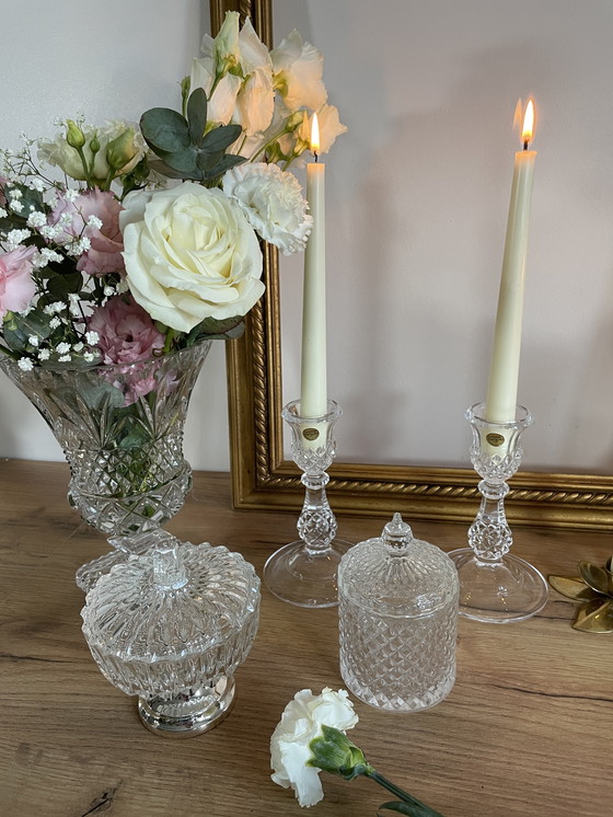 Image 1 of Set of 2 crystal candle holders