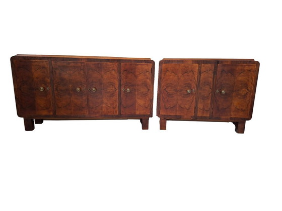 Image 1 of Exclusive pair of 1930s Art Deco sideboards in briar wood