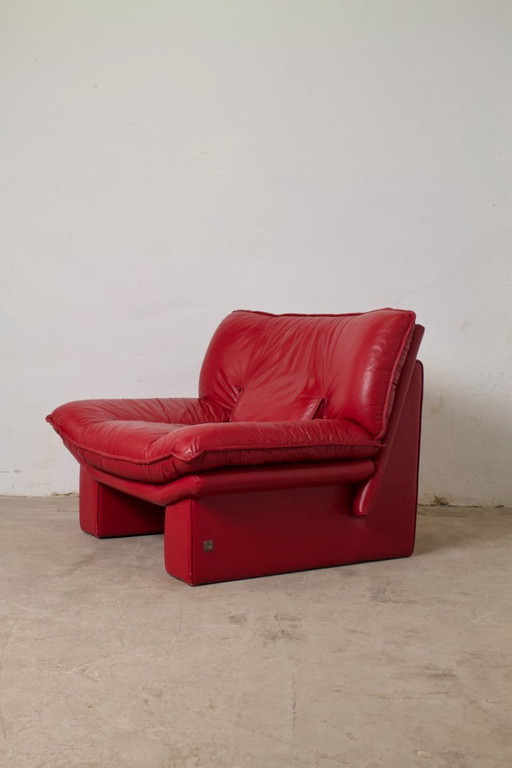 Poltrona in pelle vintage "Ambassador", Nicoletti Salotti, Italia, 1980