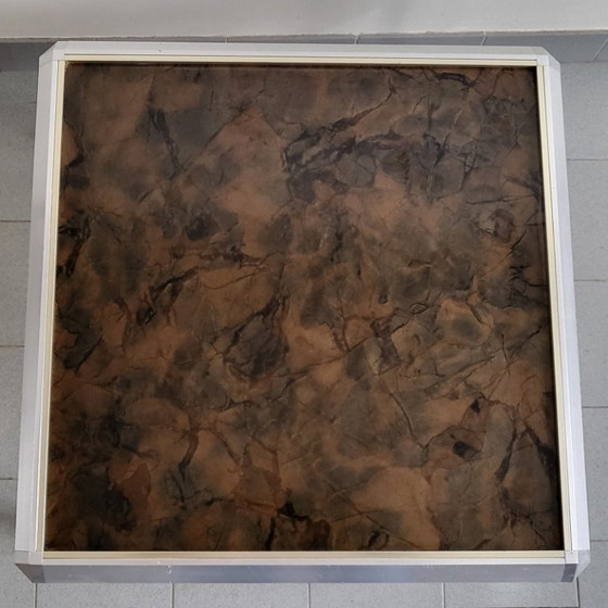 Image 1 of Vintage vierkante salontafel/bijzettafel uit de jaren 60 van aluminium en formica.