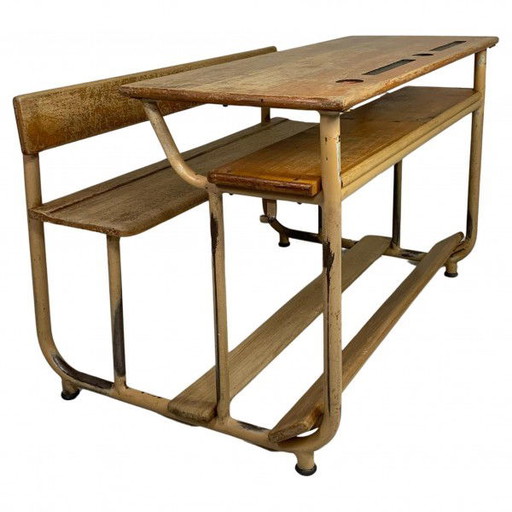 Banco da scuola industriale per 2 persone - anni '50