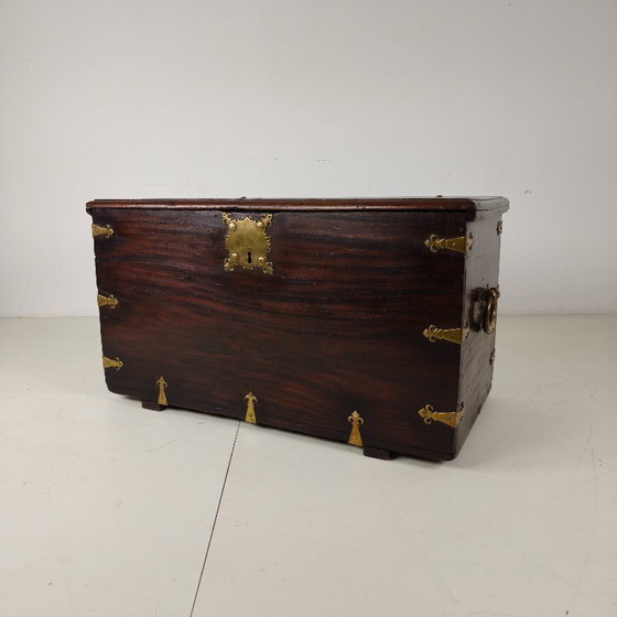 Image 1 of 18th-century Dutch VOC colonial chest with brass fittings