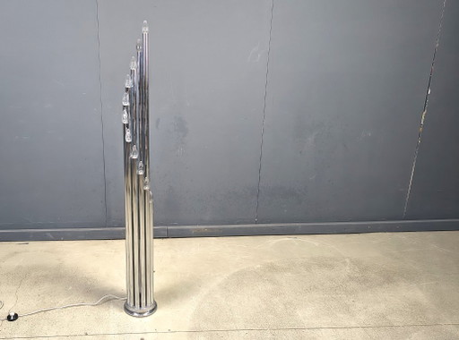 Lampada da terra italiana vintage cromata, anni '70 – vloerlampen, Metal, Chrome